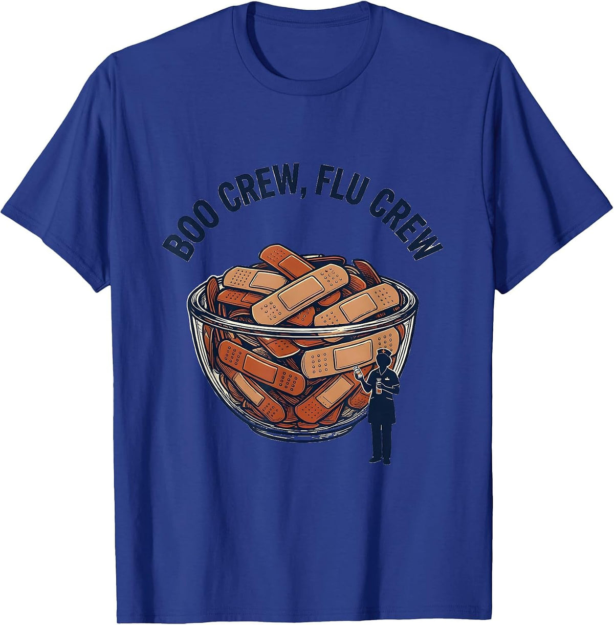 Boo Crew Flu Crew Funny Nurse Healthcare Worker Flu Shot T-Shirt - Royal Blue