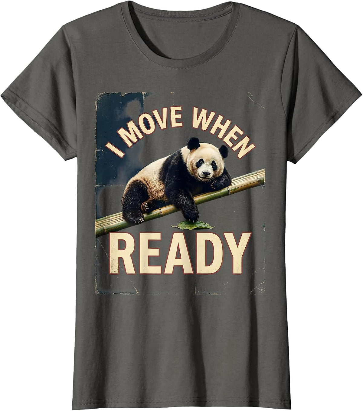 Women's I Move When Ready Vintage Cute Panda Lover Humor Gift T-Shirt - Asphalt Grey