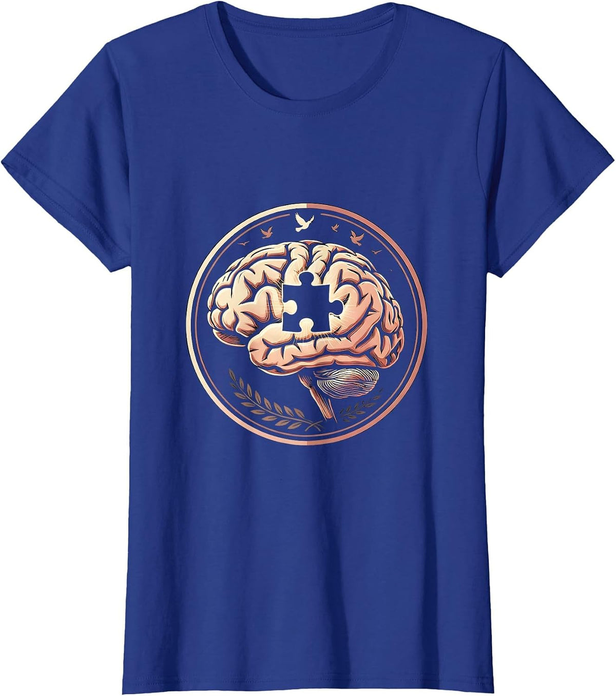 Women's Special Education Brain Puzzle Piece Glowing Art T-Shirt - Royal Blue