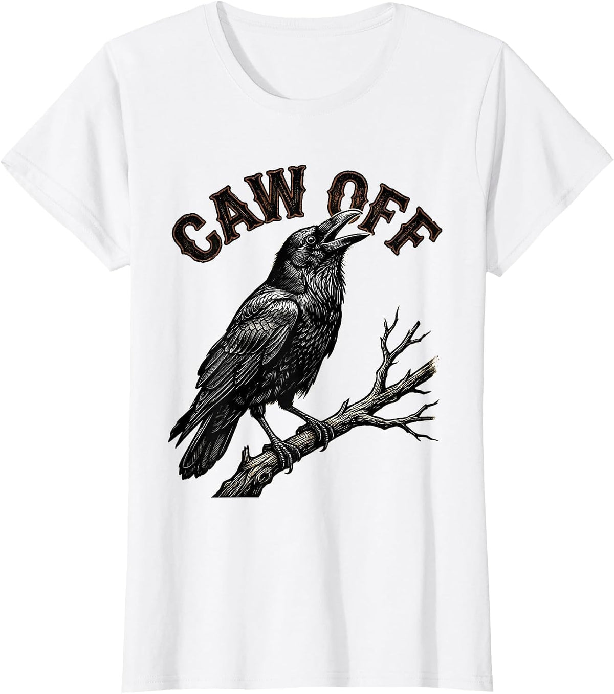 Caw Off Dark Humor Crow Raven Gothic Halloween Pun T-Shirt - White