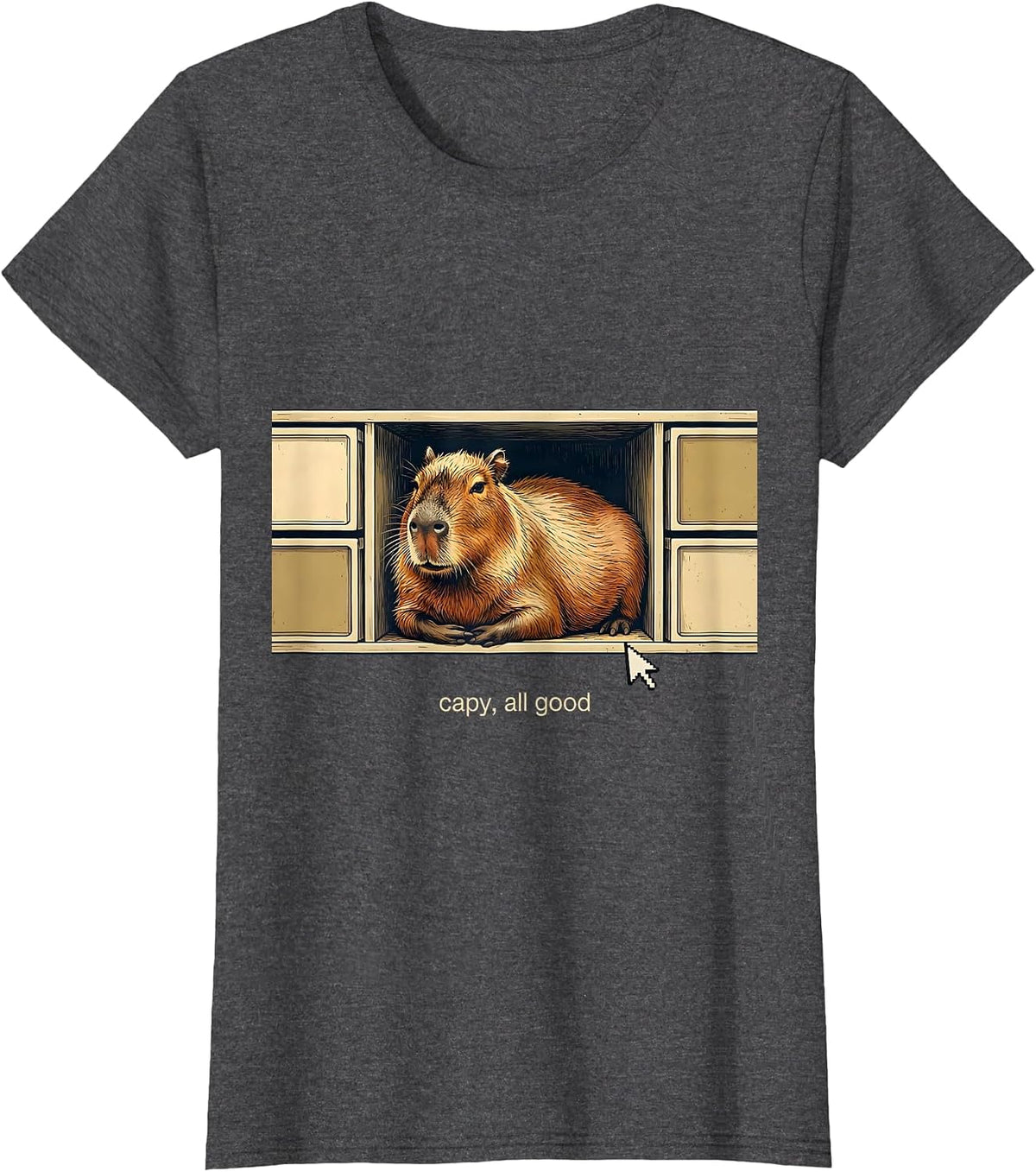 Women's capy all good Funny Capybara Gamer Meme Humor T-Shirt - Dark Heather Grey