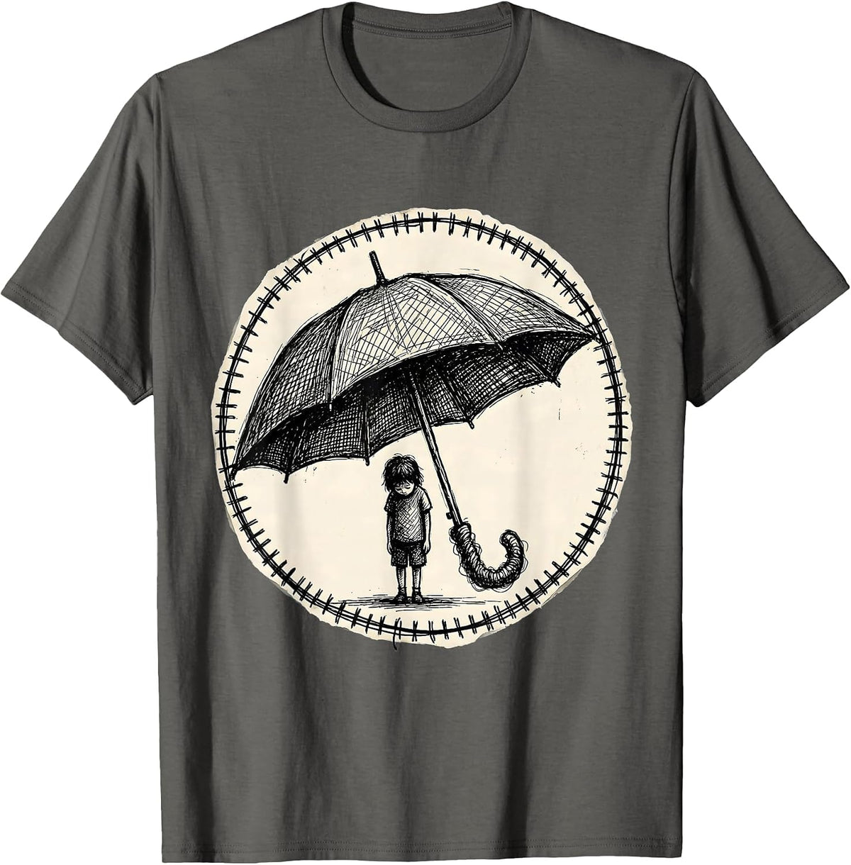 Men's Anti Bullying Umbrella Shield Graphic Design T-Shirt - Asphalt Grey