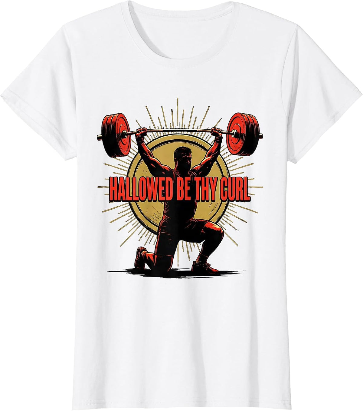Hallowed Be Thy Curl Funny Christian Gym Weightlifter T-Shirt - White