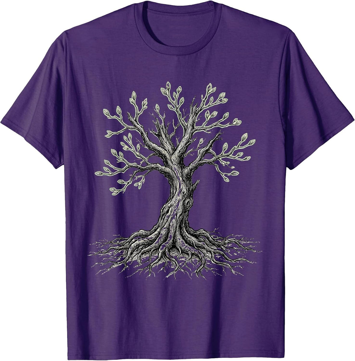 Suicide Awareness Lone Tree New Buds Illustration T-Shirt - Purple
