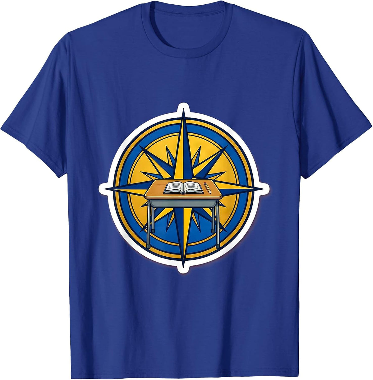 Special Education Teacher Compass Rose Desk Design T-Shirt - Royal Blue