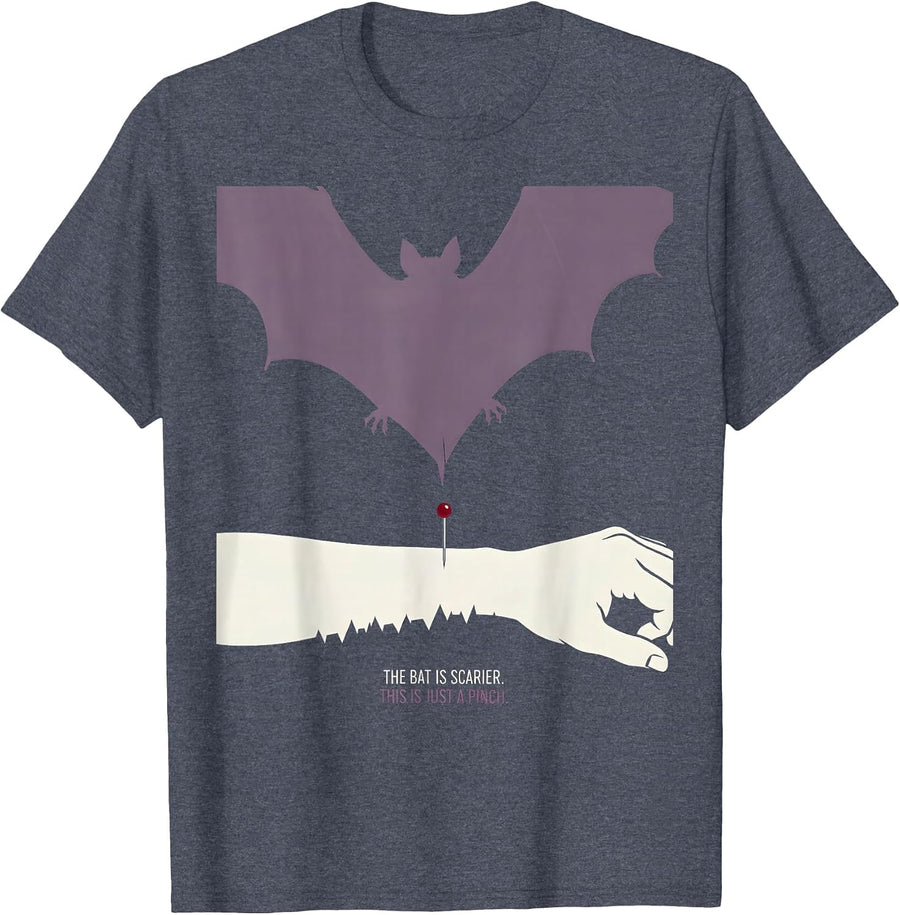 The Bat Is Scarier. This Is Just a Pinch. Halloween Nurse T-Shirt - Heather Blue
