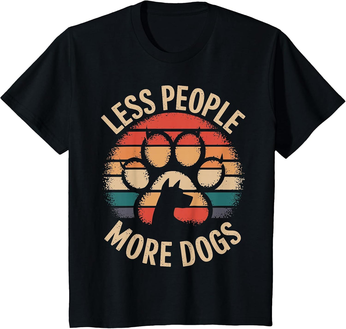Less People More Dogs Funny Dog Lover Dog Mom T-Shirt - Black