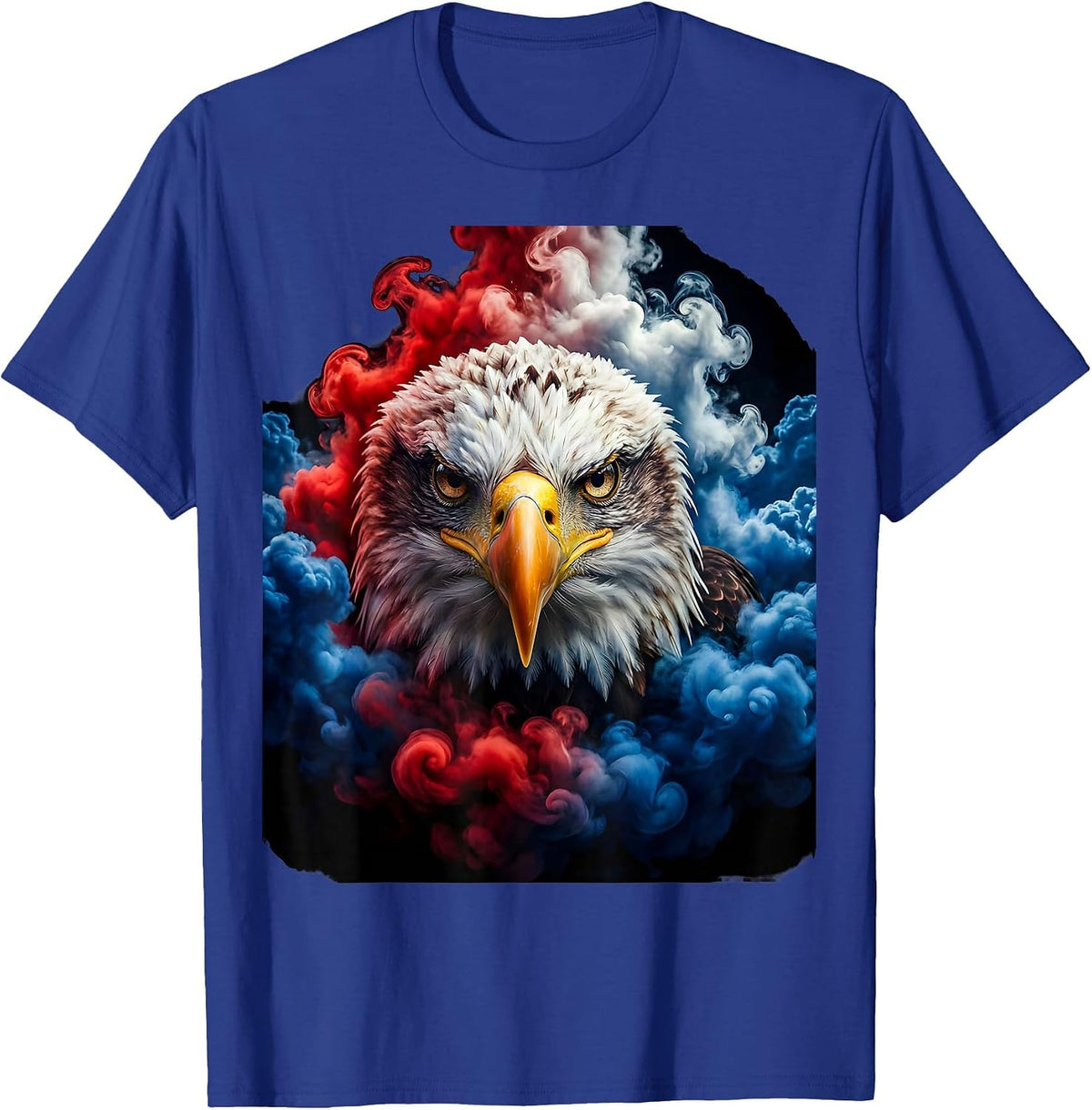 Men's Eagle Head Emerging from Storm Clouds Patriotic T-Shirt - Royal Blue