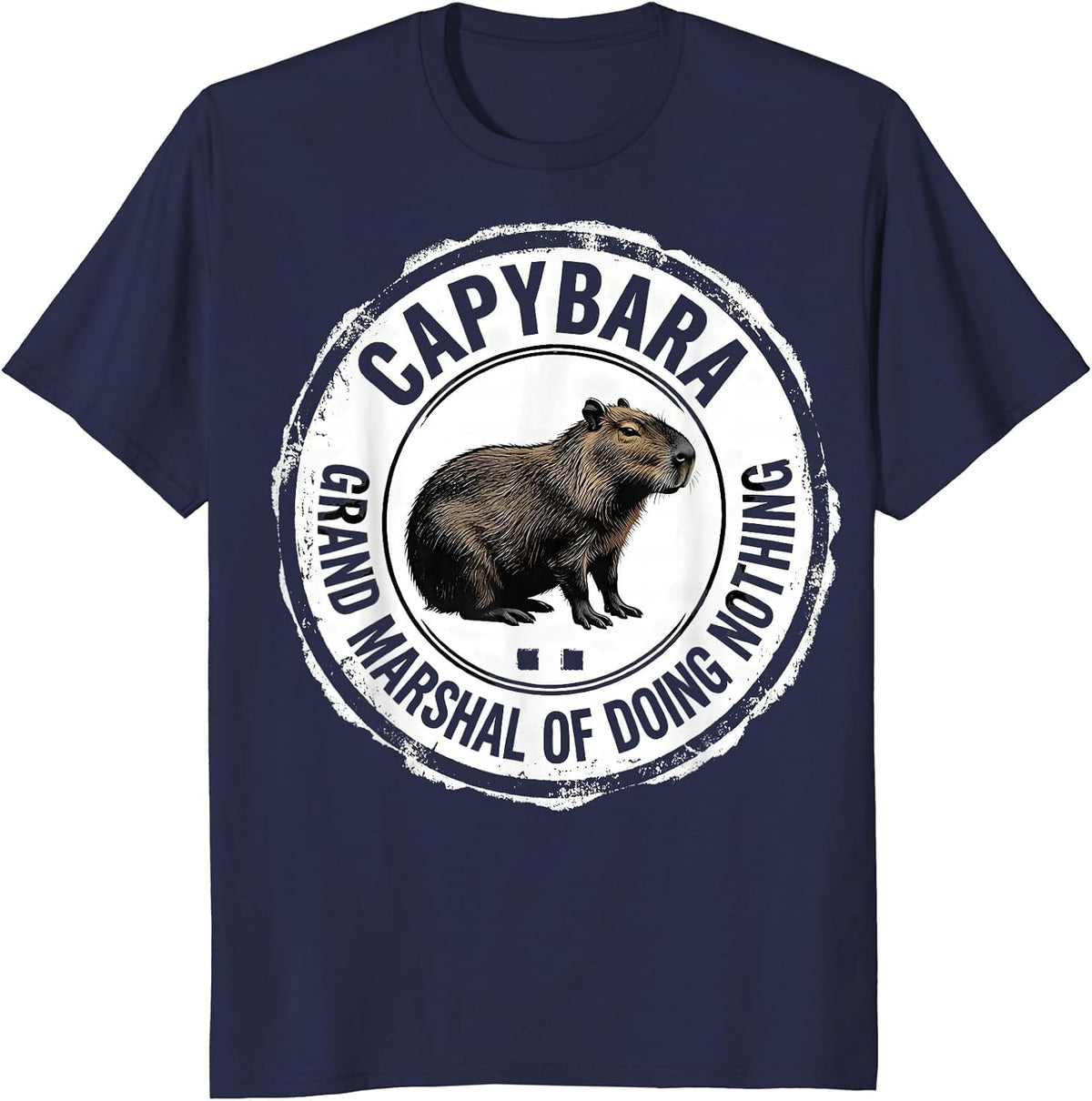Men's Capybara, Grand Marshal Of Doing Nothing Funny T-Shirt - Navy Blue