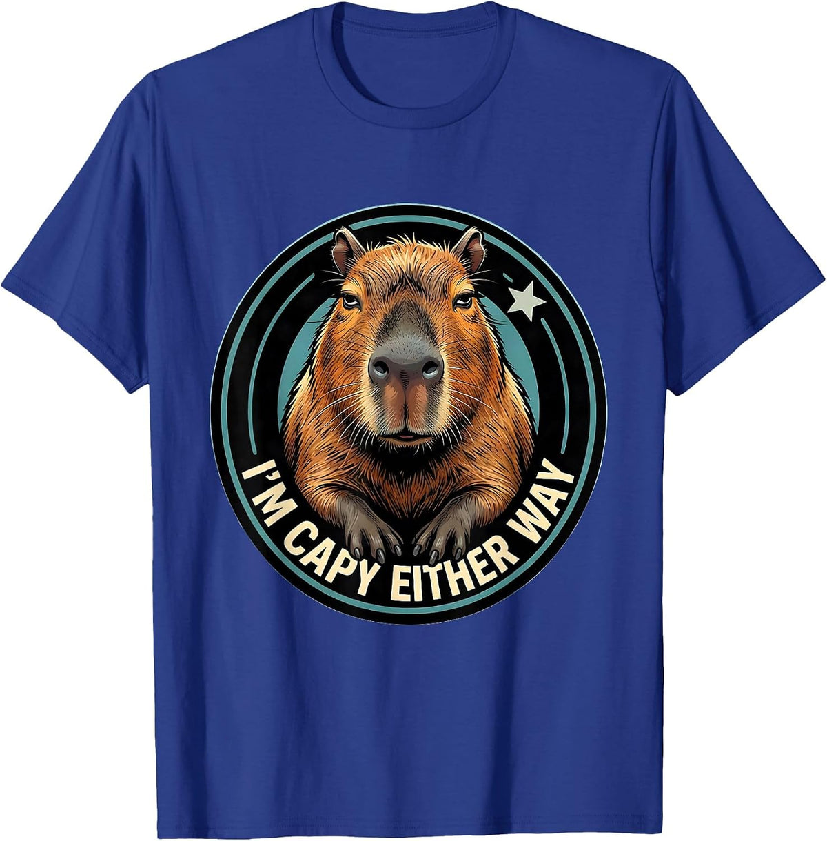 Men's I'm Capy Either Way Funny Capybara Animal Humor T-Shirt - Royal Blue