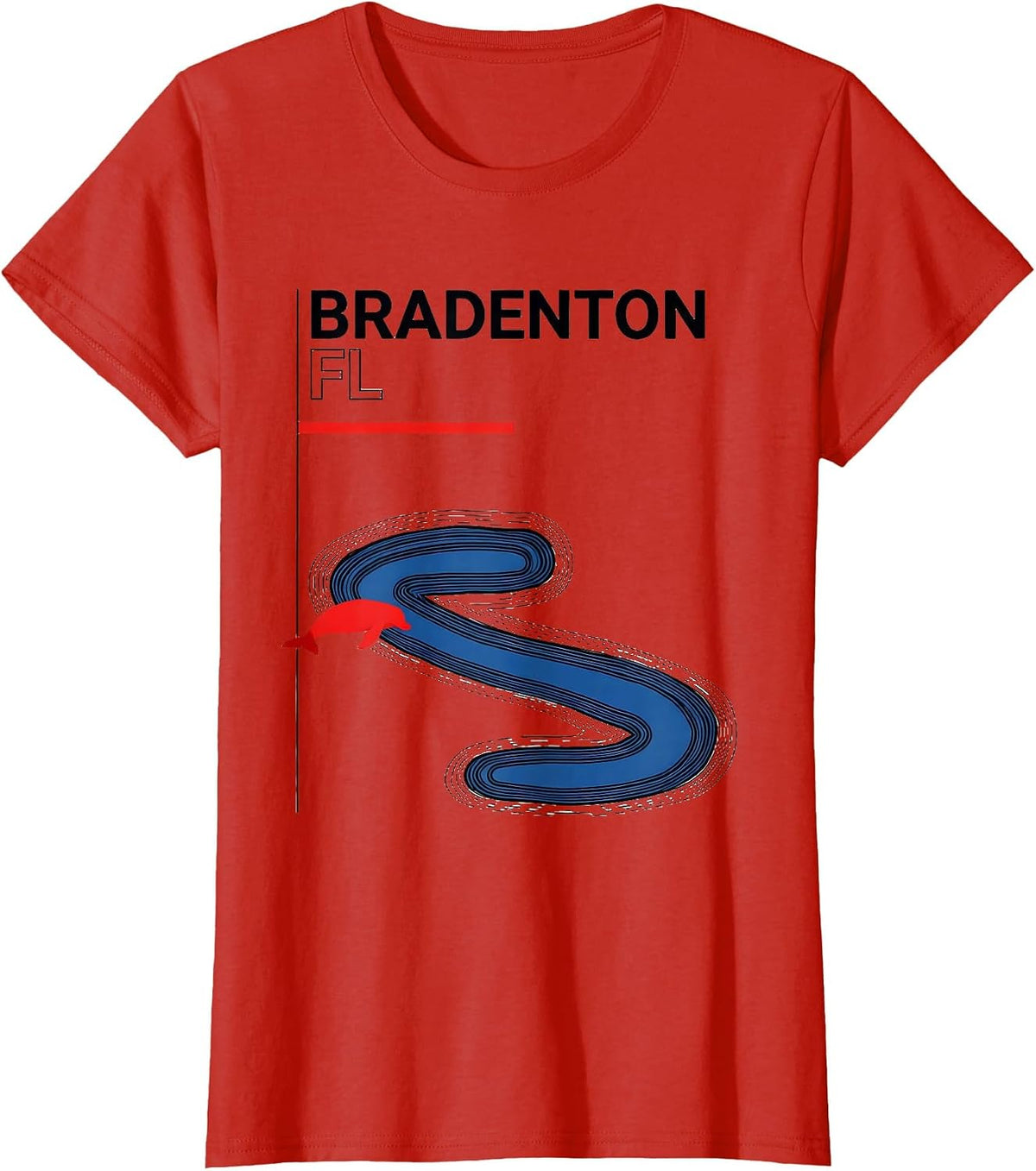 Women's BRADENTON FL Vintage Swiss International Manatee River Retro T-Shirt - Red