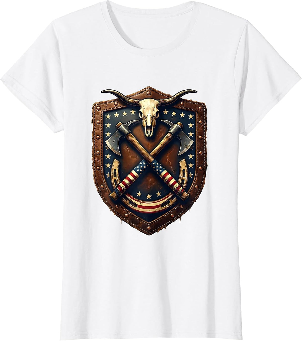 Labor Day Pickaxe and Shovel Shield Graphic T-Shirt - White