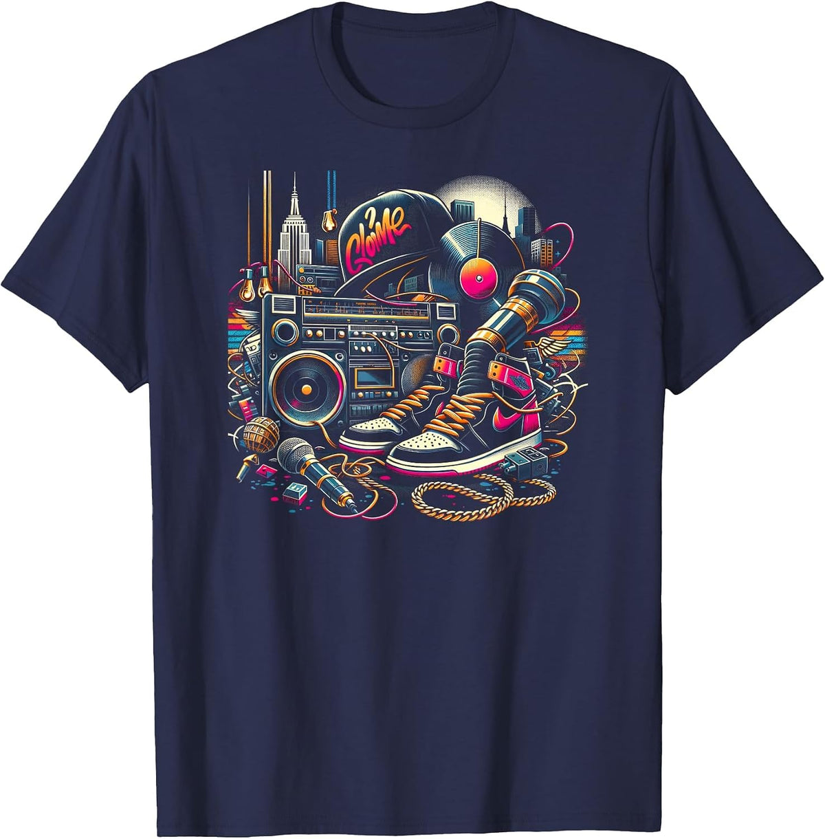 Hiphop Vibe | Cool Graphic Tee | Men Women S - 6XL Graphic T-Shirt - Navy Blue