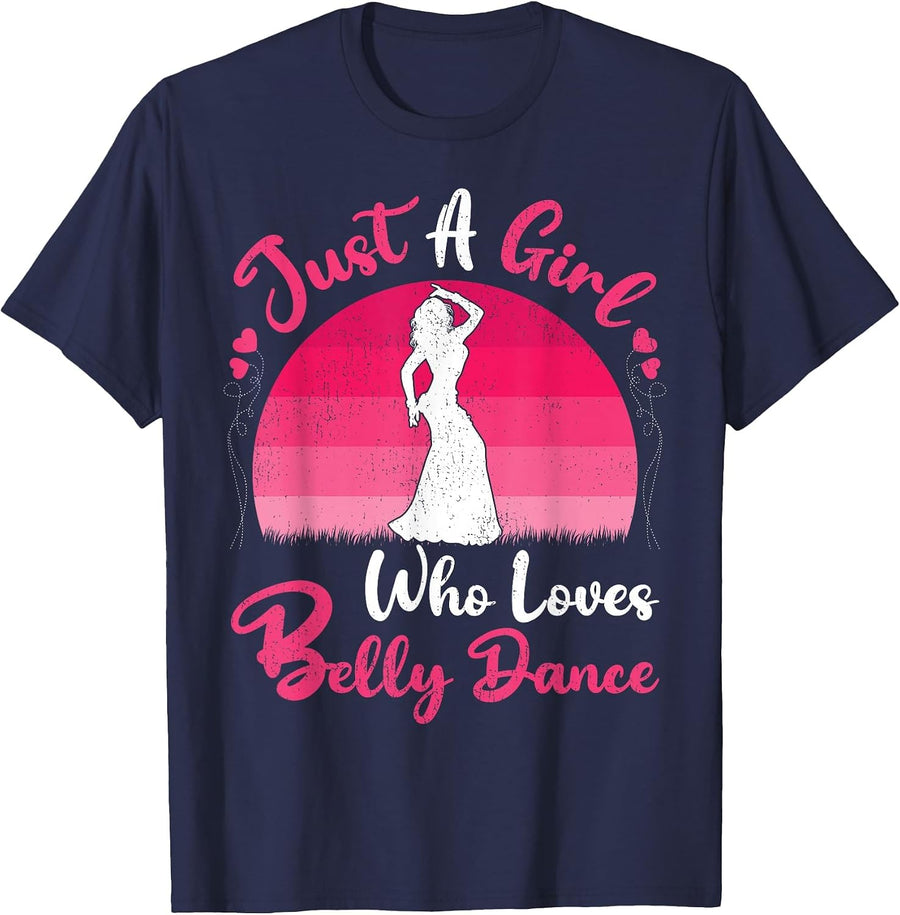 Vintage Belly Dance Lover Just A Girl Who Loves Belly Dance T-Shirt - Navy Blue