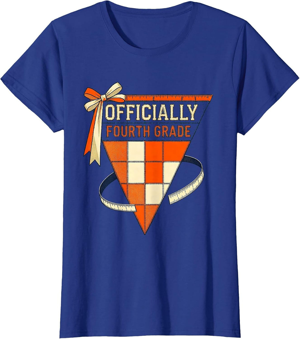 Women's Officially Fourth Grade Risograph Back To School Girl T-Shirt - Royal Blue