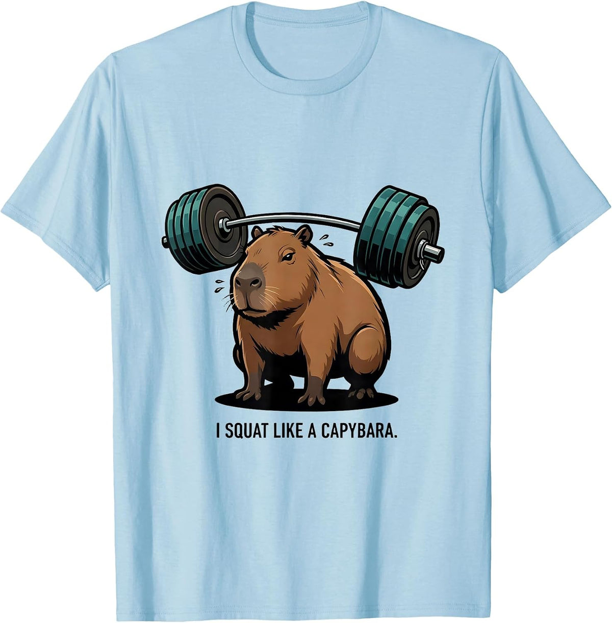Men's I Squat Like A Capybara Funny Gym Workout Weightlifting Meme T-Shirt - Baby Blue