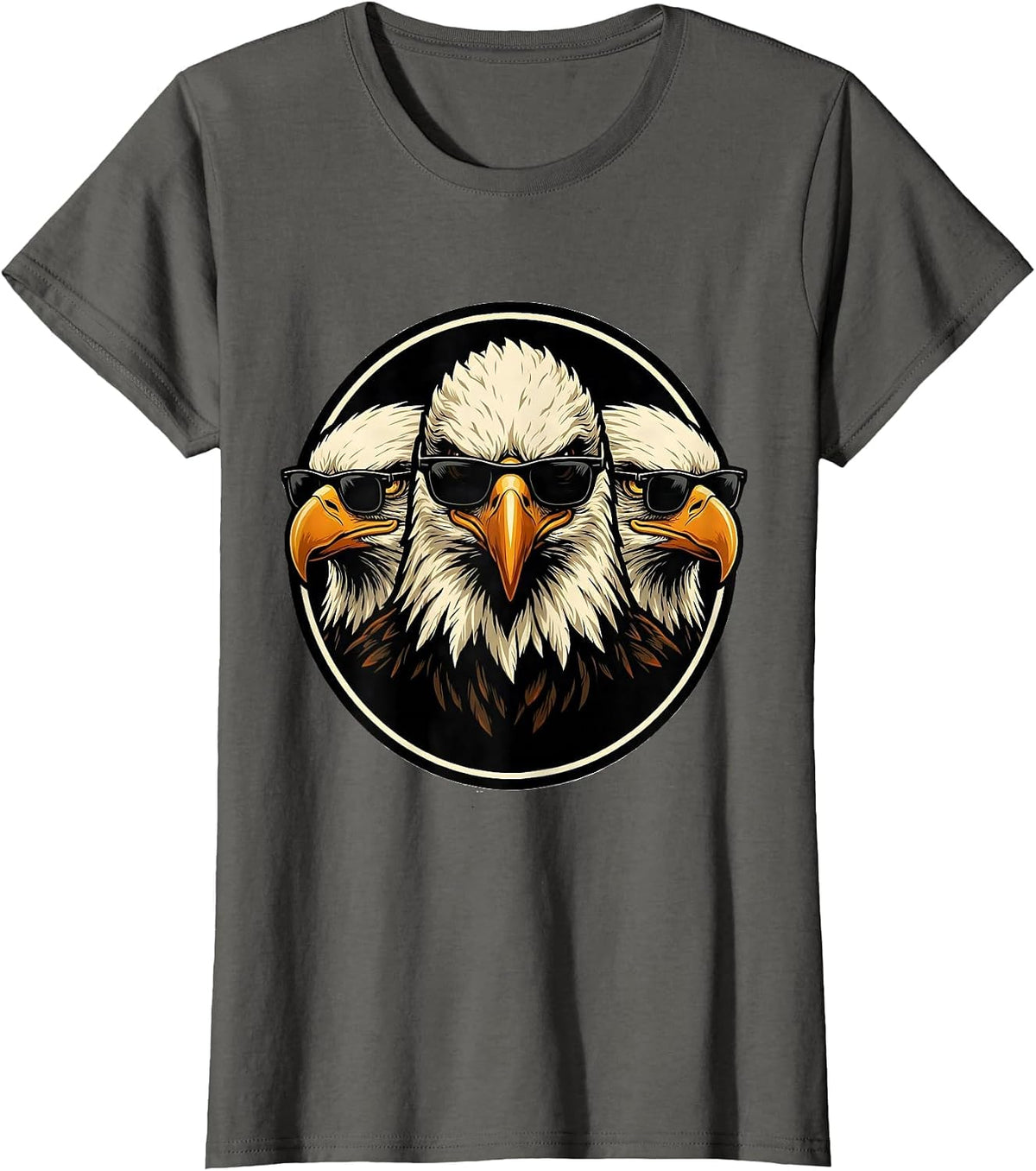 Women's Eagle Mascot Sunglasses Novelty Eagle Lover T-Shirt - Asphalt Grey