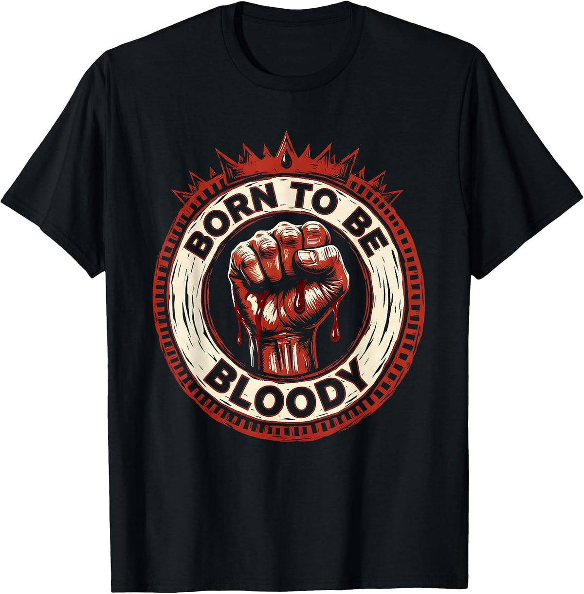 Men's Born to Be Bloody Dark Graphic Design T-Shirt - Black