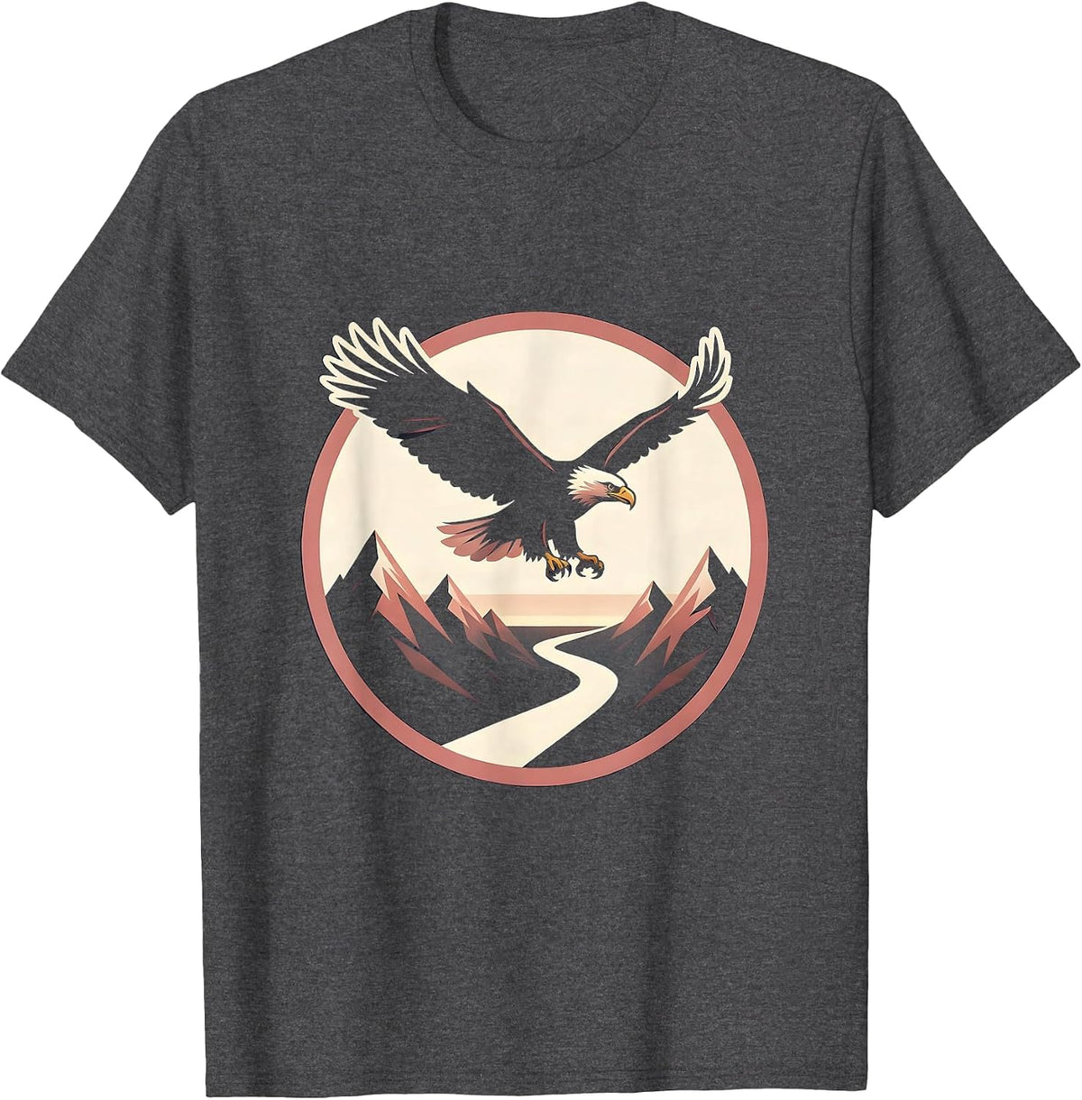 Men's Breast Cancer Awareness Bald Eagle Mountain Design T-Shirt - Dark Heather Grey