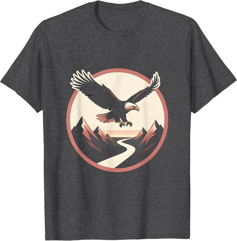Men's Breast Cancer Awareness Bald Eagle Mountain Design T-Shirt - Dark Heather Grey