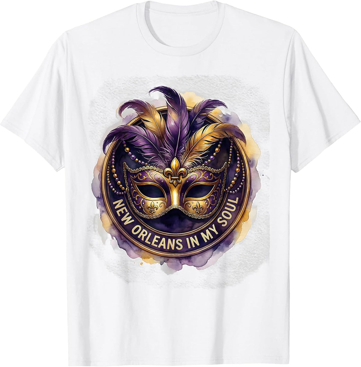Men's New Orleans In My Soul Mardi Gras Design T-Shirt - White