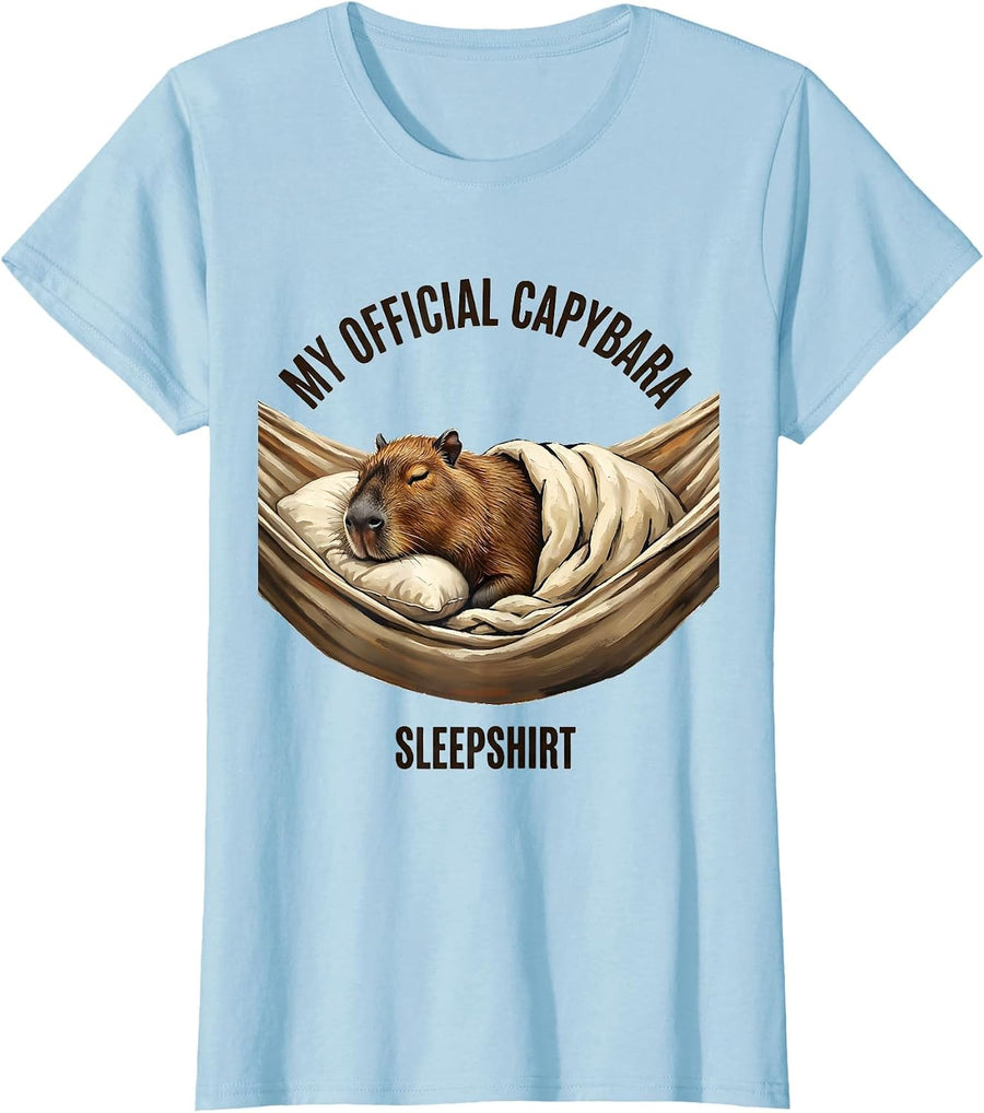 Women's My Official Capybara Sleepshirt Cute Animal Lover Pajama T-Shirt - Baby Blue