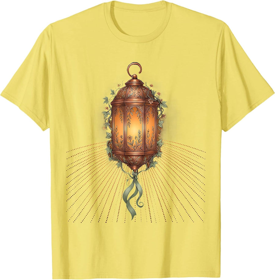 Men's Dear Person Behind Me Lantern Path Illustration T-Shirt - Lemon Yellow