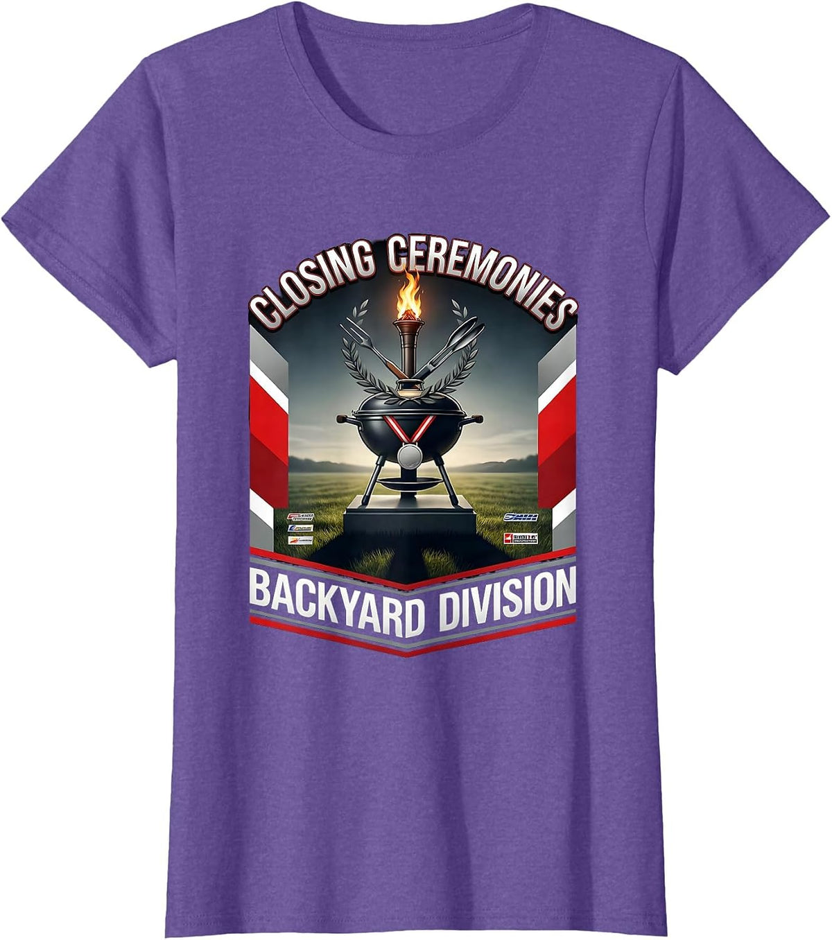 Closing Ceremonies Backyard Division Racing Grill Dad T-Shirt - Purple Heather