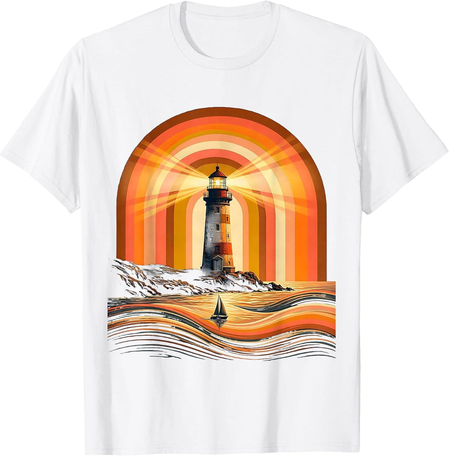 Men's Be Kind Lighthouse Guiding Lost Boat Home T-Shirt - White
