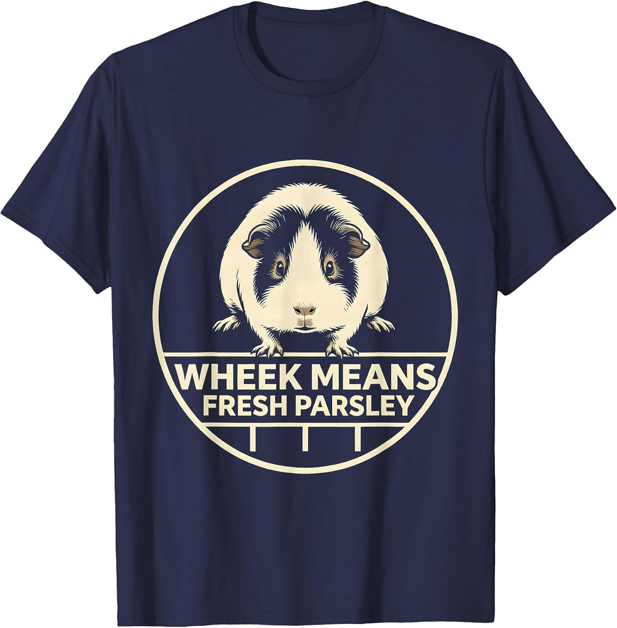 Men's Wheek Means Fresh Parsley Funny Guinea Pig Pet Lover Gift T-Shirt - Navy Blue