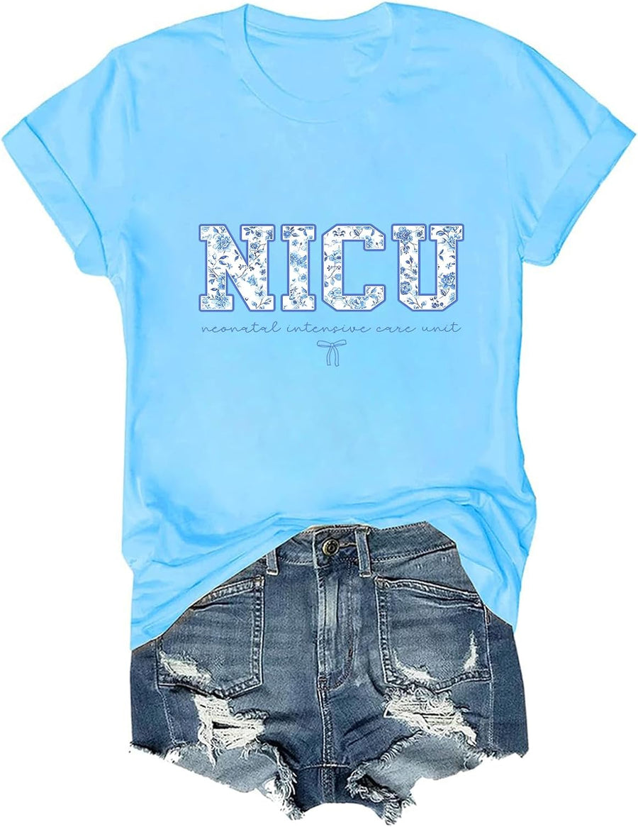 NICU Nurse Shirt Neonatal Intensive Care Unit T-Shirt Nurse Life Tee - Sky Blue