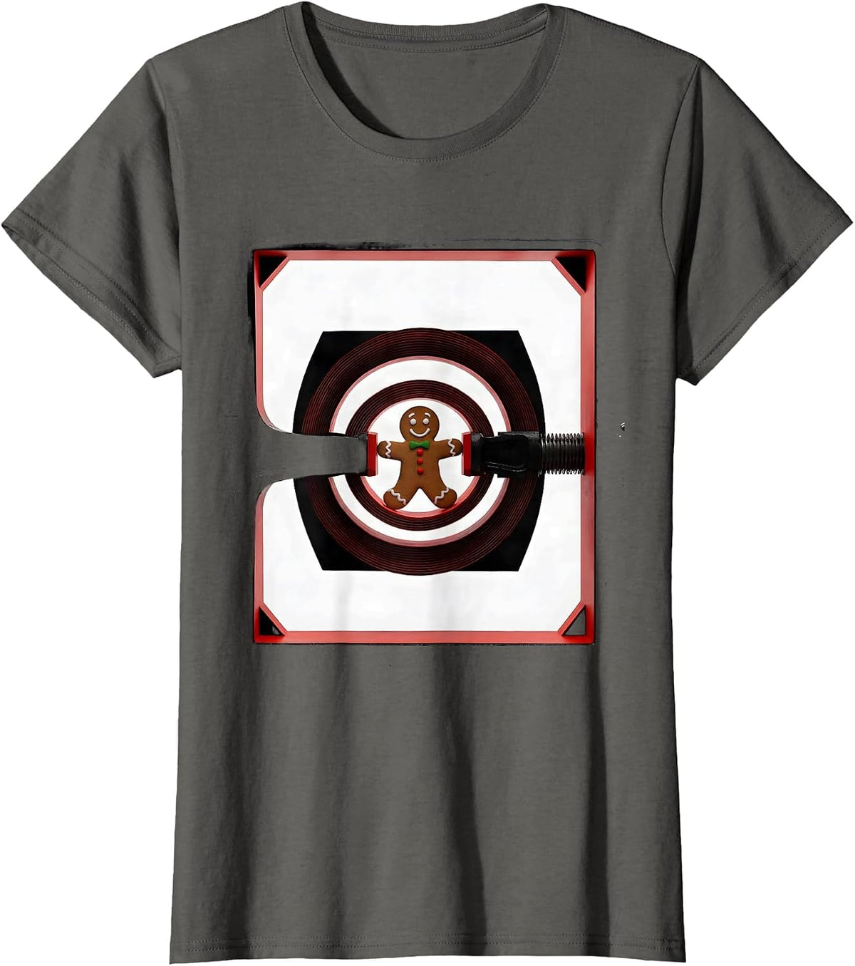 Women's Gingerbread Radiology Tech Geometric Christmas Humor T-Shirt - Asphalt Grey