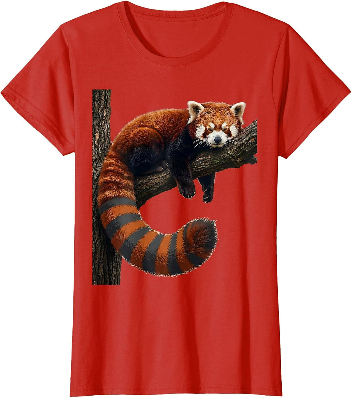 Red Panda Sprawled Humor Animal Lover Gift T-Shirt - Red