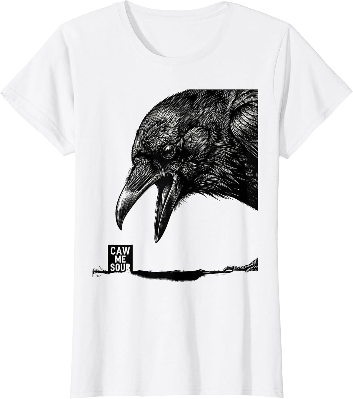 caw me sour Gothic Crow Raven Bird Pun Humor T-Shirt - White
