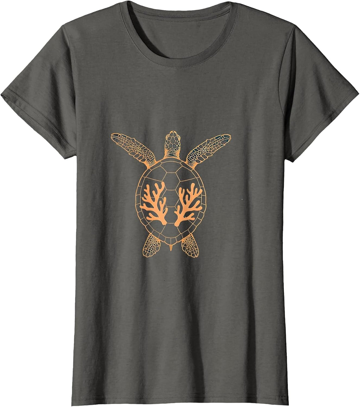 Women's Sea Turtle Coral Reef Cruise Ocean Graphic T-Shirt - Asphalt Grey