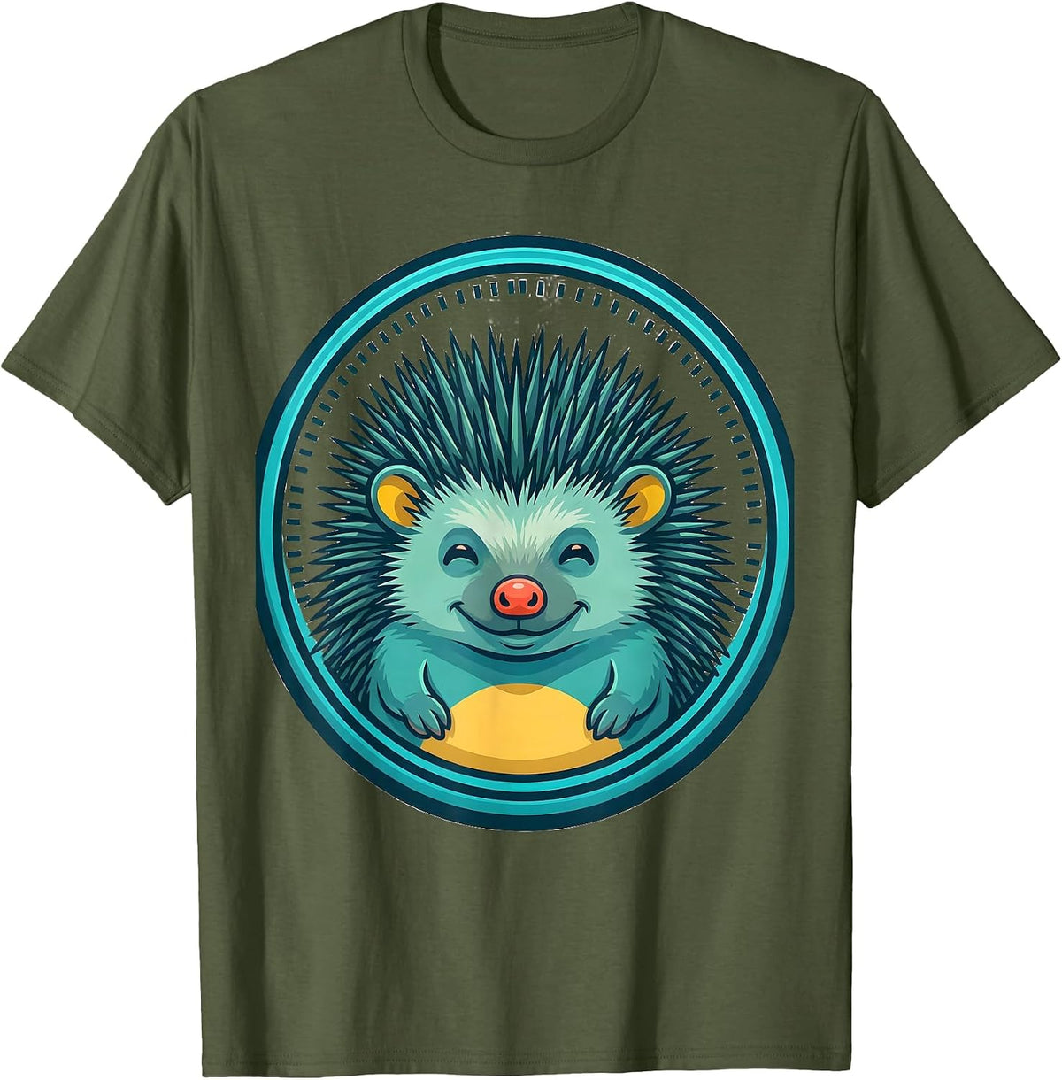 Men's Twinning Hedgehog Matching Sibling Best Friend Humor T-Shirt - Olive Green