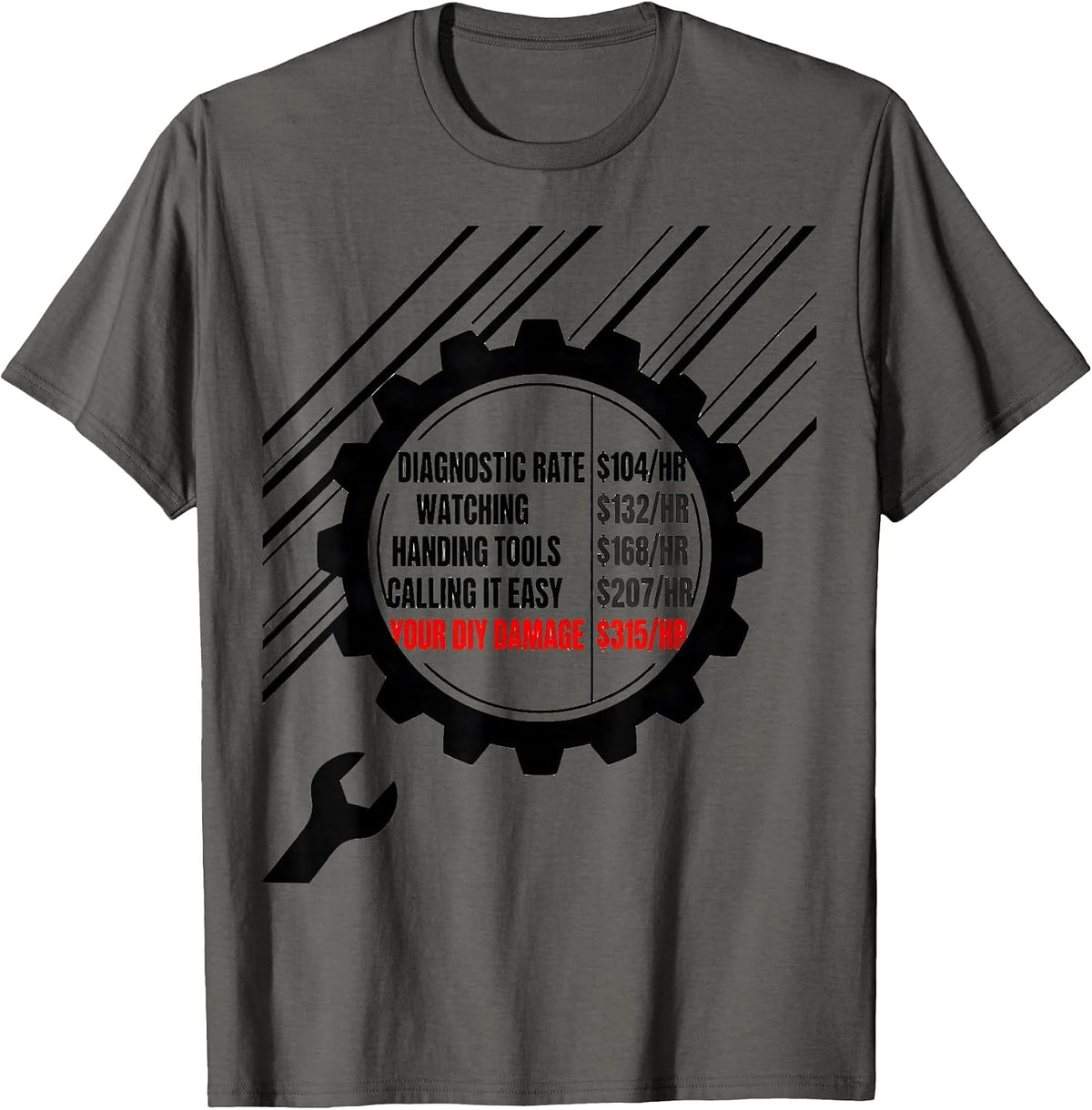 Men's Diagnostic Rate Mechanic Hourly Rate Funny Auto Repair T-Shirt - Asphalt Grey