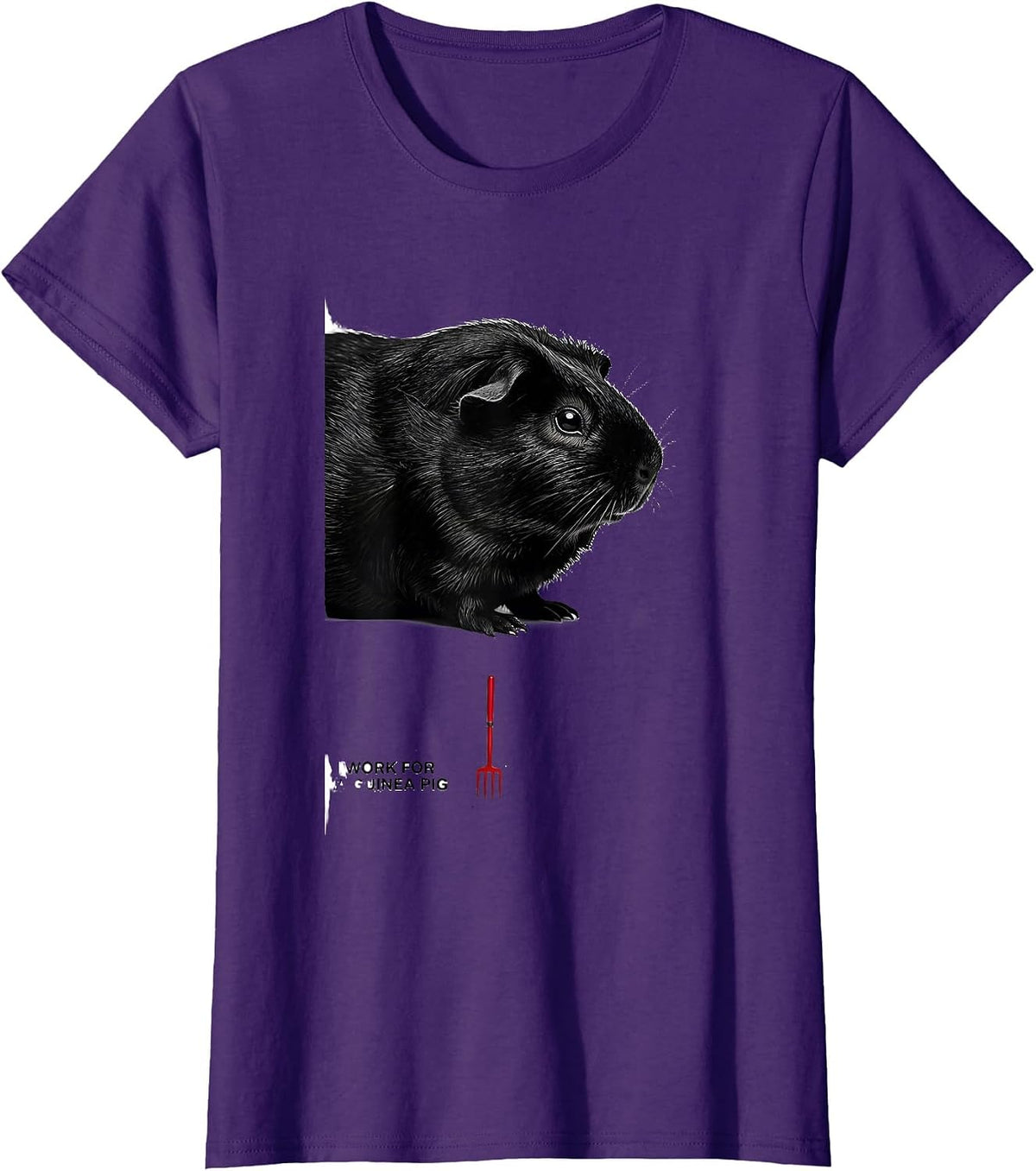Women's I Work For A Guinea Pig Funny Pet Lover Cavy Owner T-Shirt - Purple