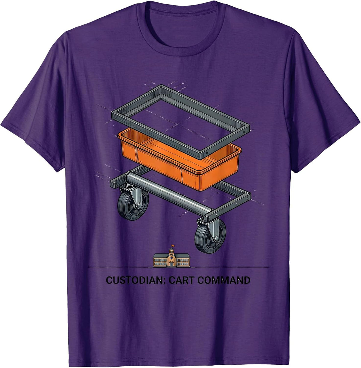 Custodian: Cart Command Exploded View Technical School T-Shirt - Purple