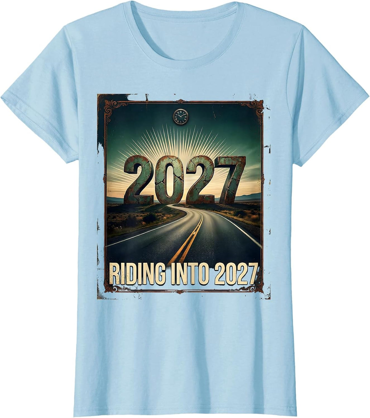 Riding Into 2027 Vintage New Year Family Matching T-Shirt - Baby Blue