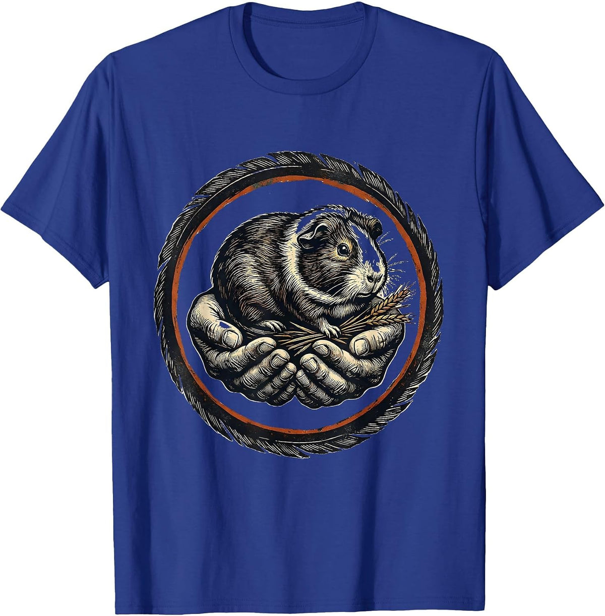 Guinea Pig Seal Linocut Pet Lover Humor T-Shirt - Royal Blue