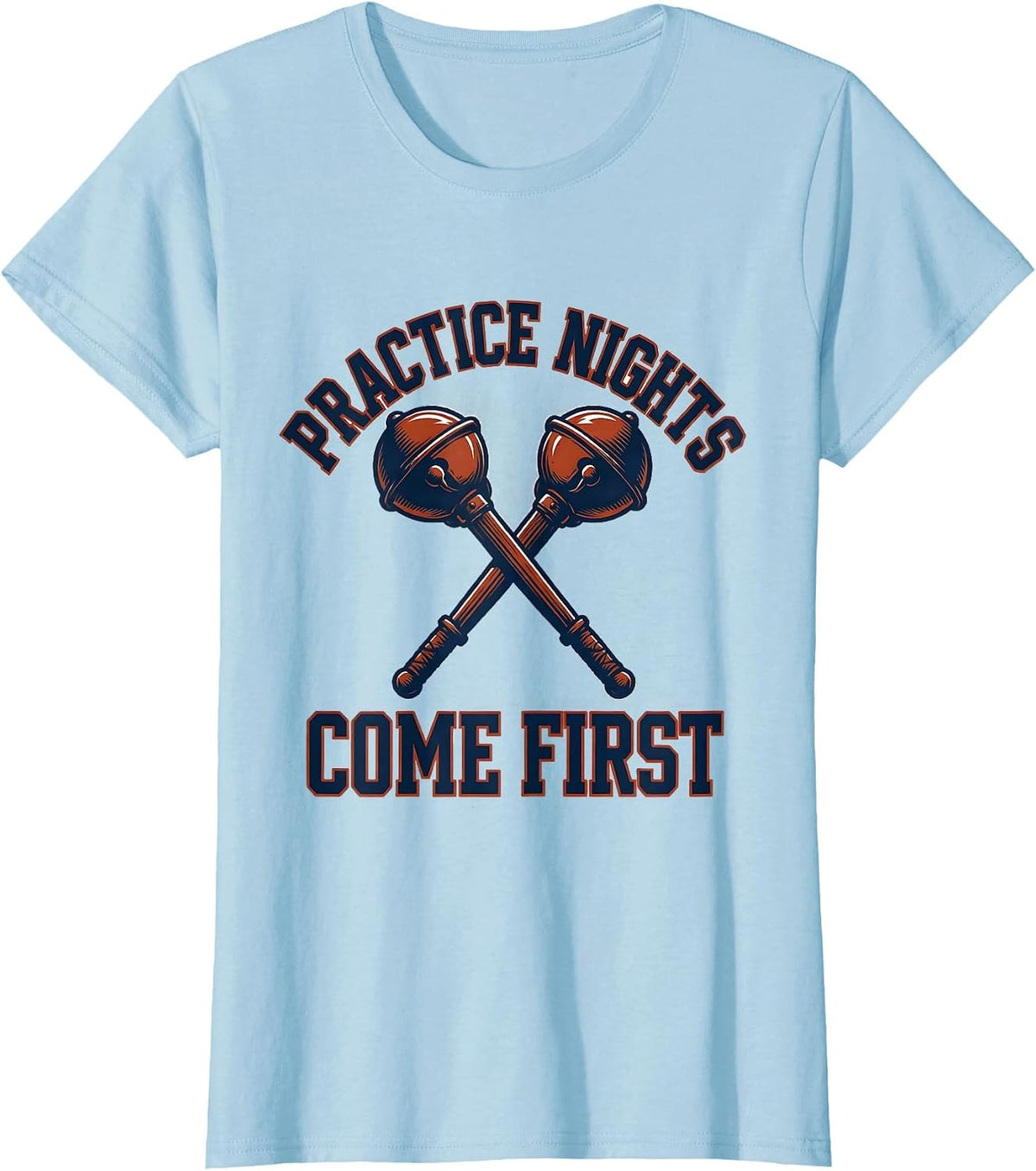 Practice Nights Come First Funny Fencing Sport Club Humor T-Shirt - Baby Blue