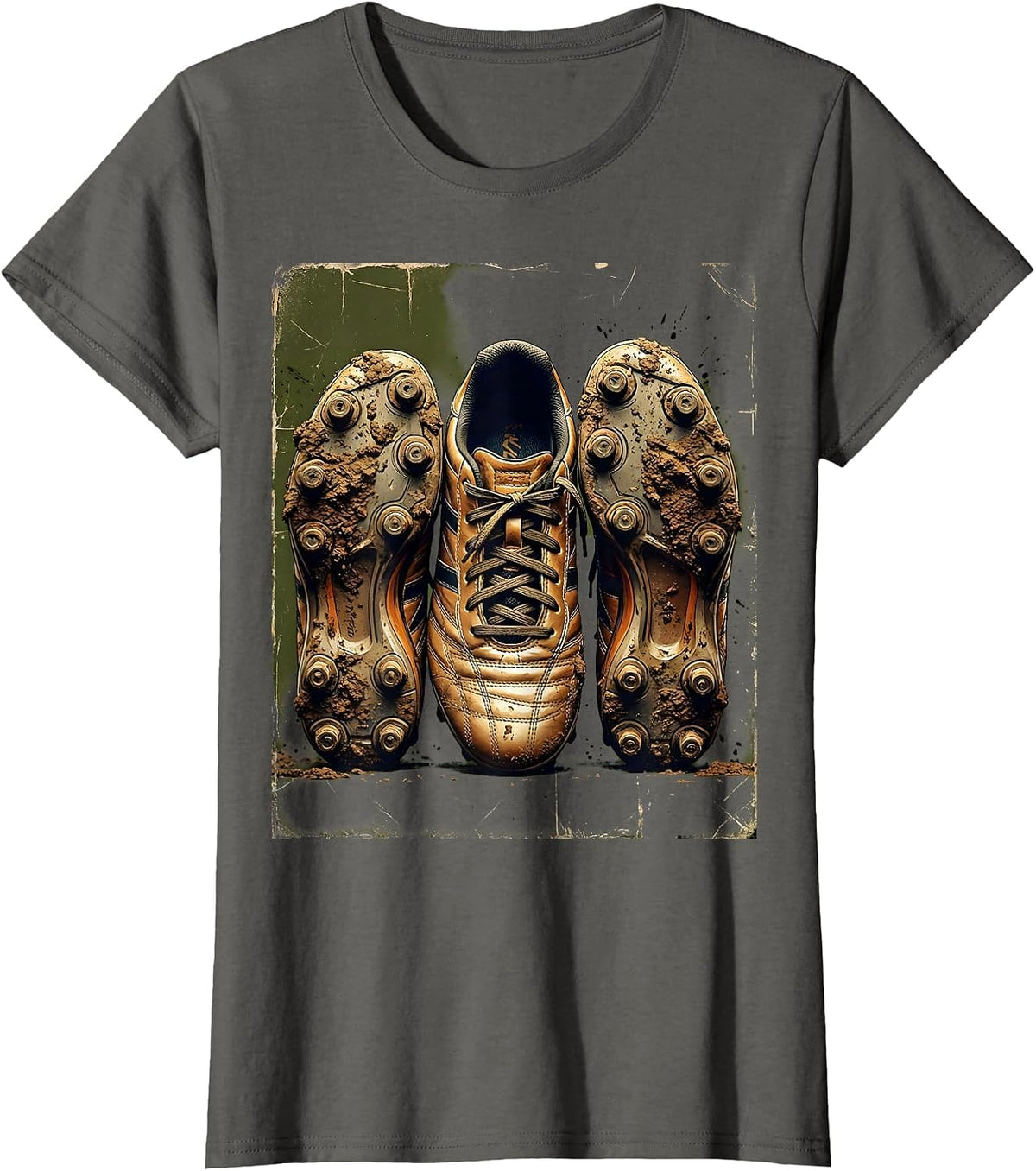 Women's Soccer Mom Muddy Cleats Graphic Tee T-Shirt - Asphalt Grey