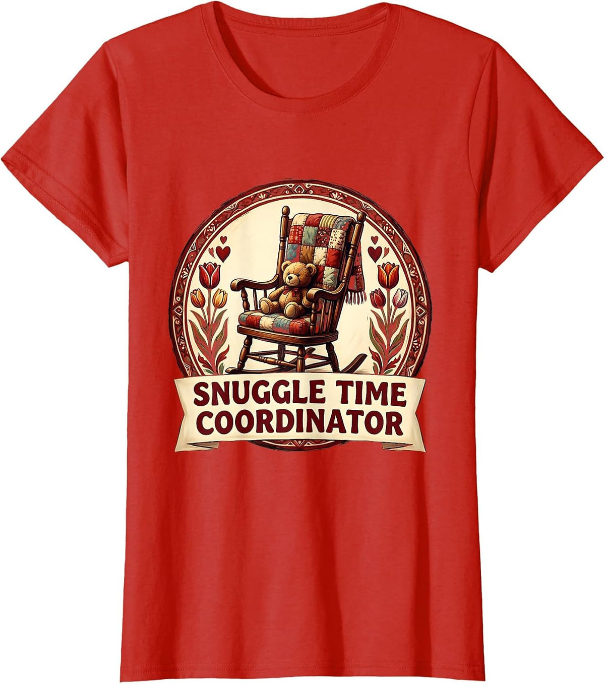 Snuggle Time Coordinator Nanny Design T-Shirt - Red