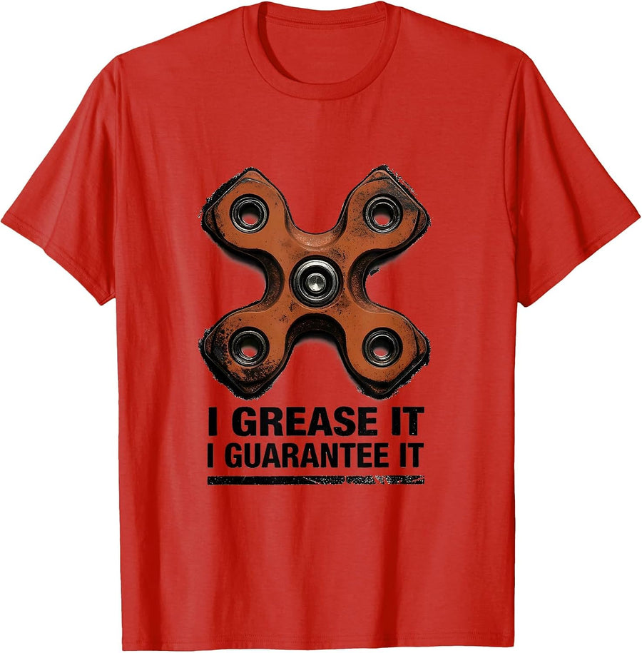 Men's I Grease It, I Guarantee It Funny Mechanic Auto Technician T-Shirt - Red