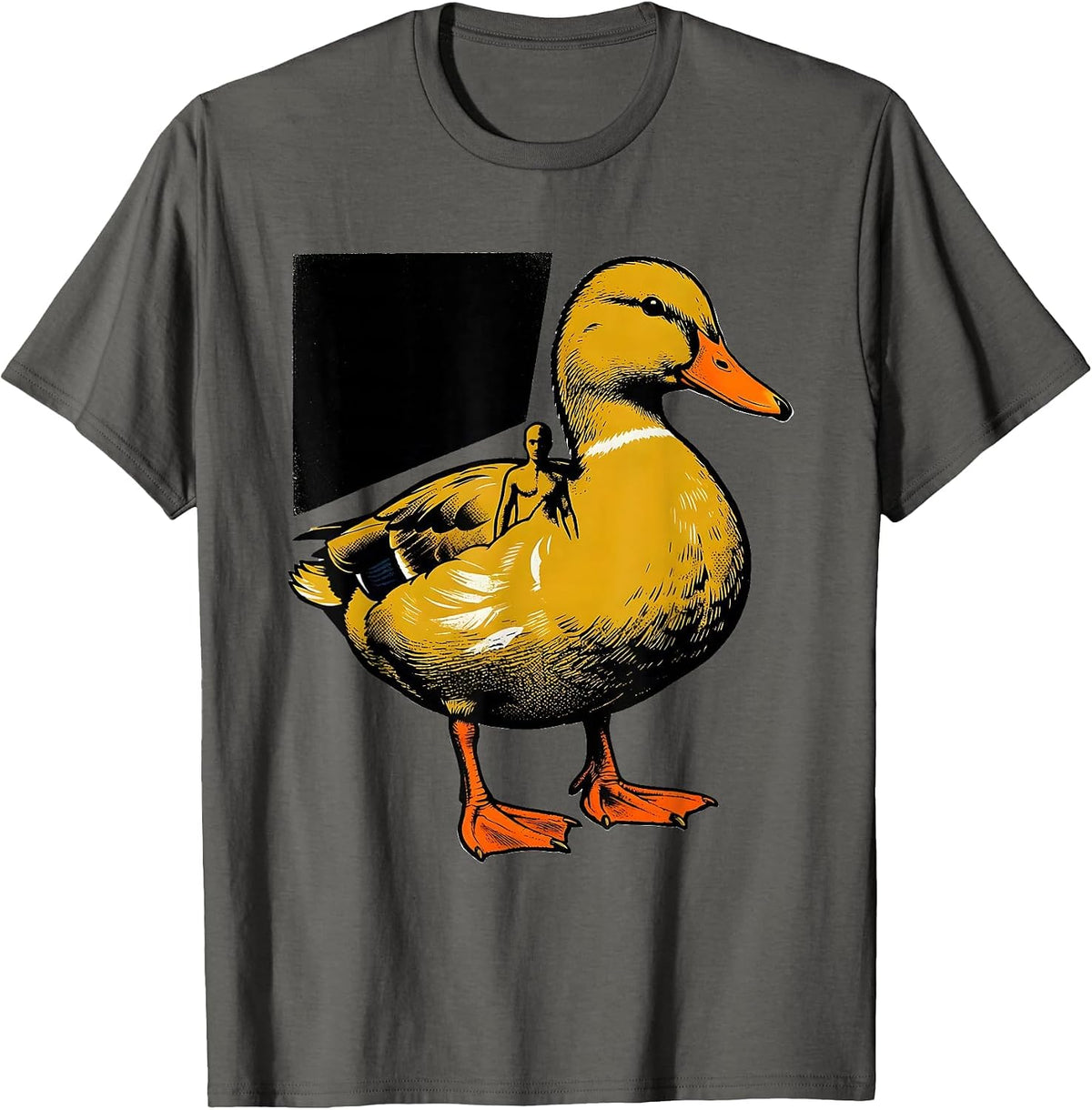 Duck Split Silhouette Funny Animal Lover Humor T-Shirt - Asphalt Grey