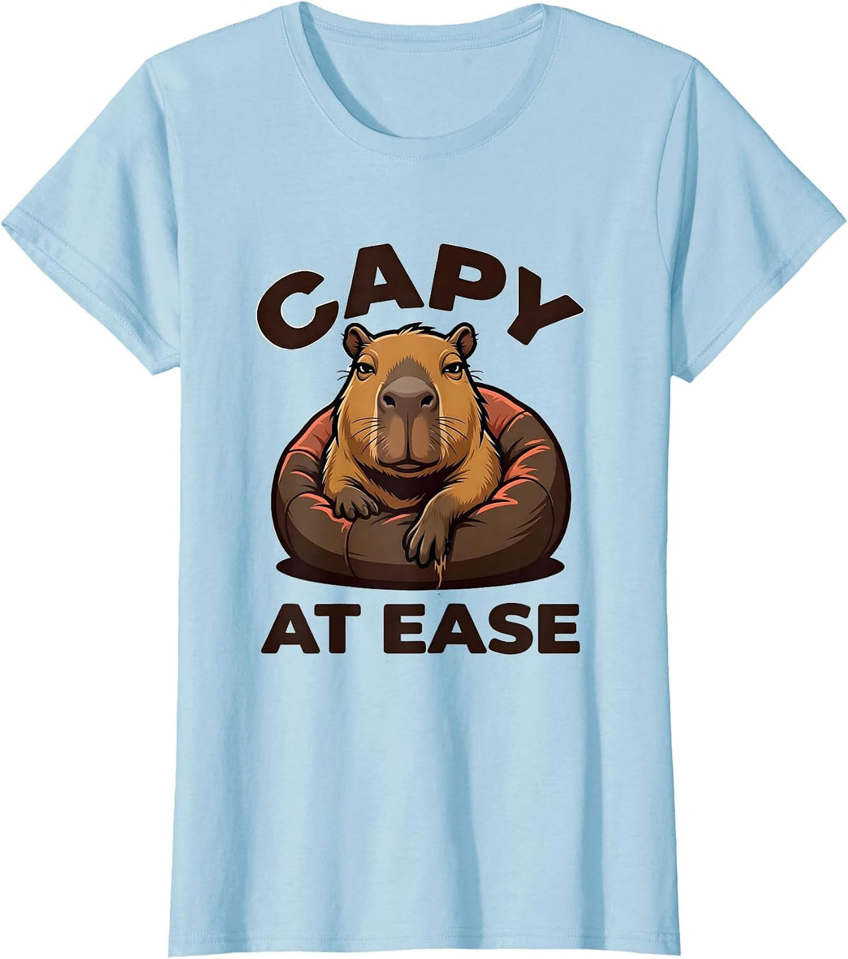 Capy at Ease Funny Capybara Meme Animal Lover Humor T-Shirt - Baby Blue