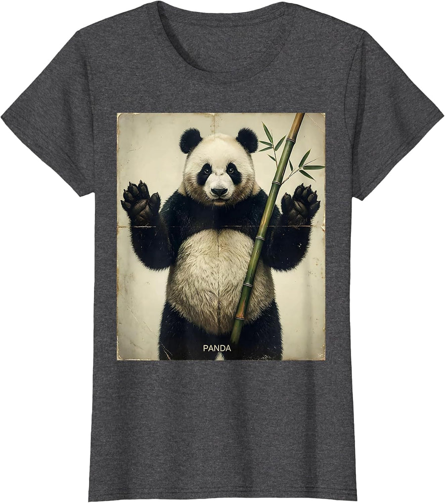 Women's Panda Vintage Halloween Animal Costume Matching Family T-Shirt - Dark Heather Grey