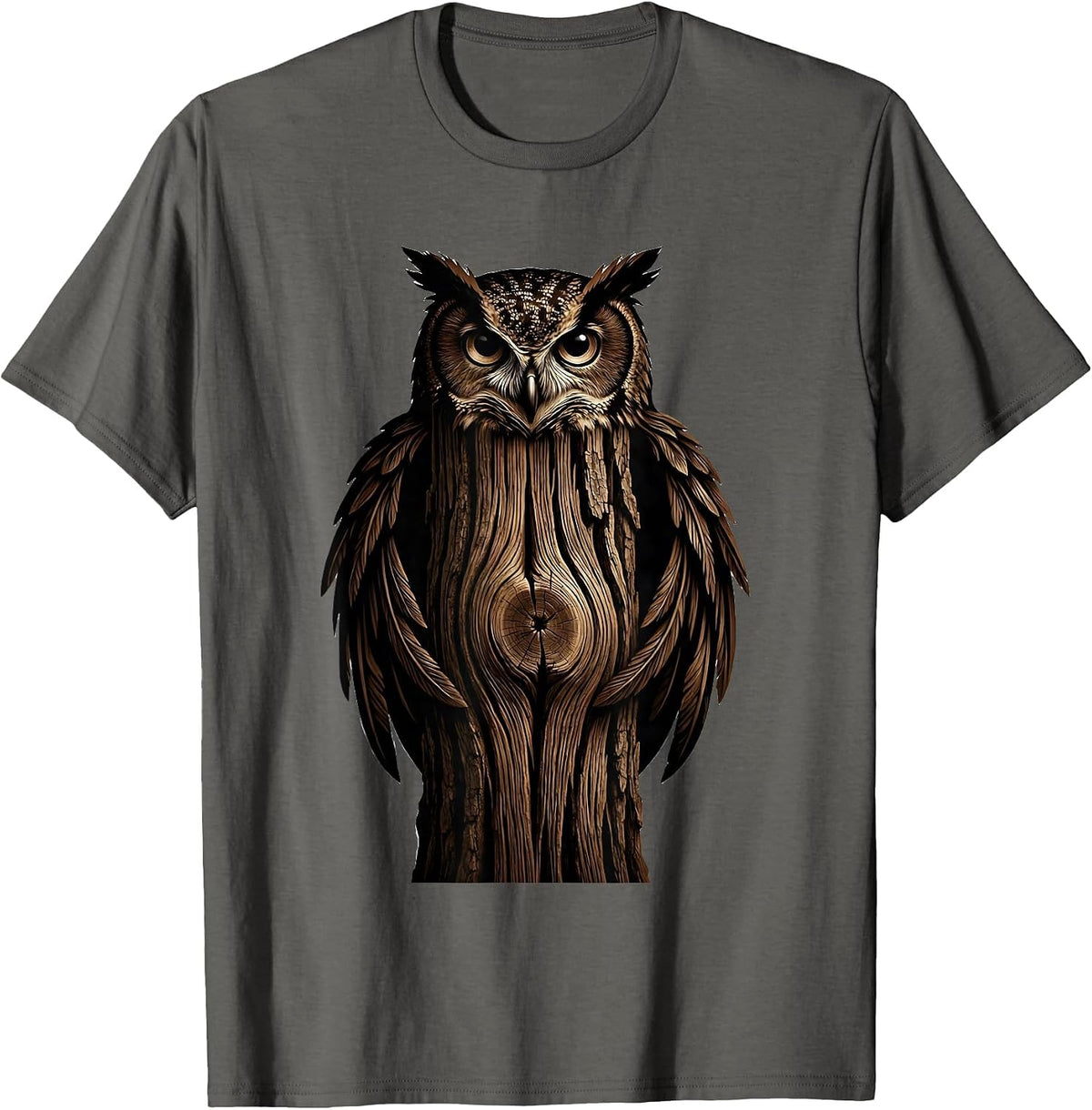 Men's Owl Camouflage Tree Bark Nature Wildlife Art T-Shirt - Asphalt Grey