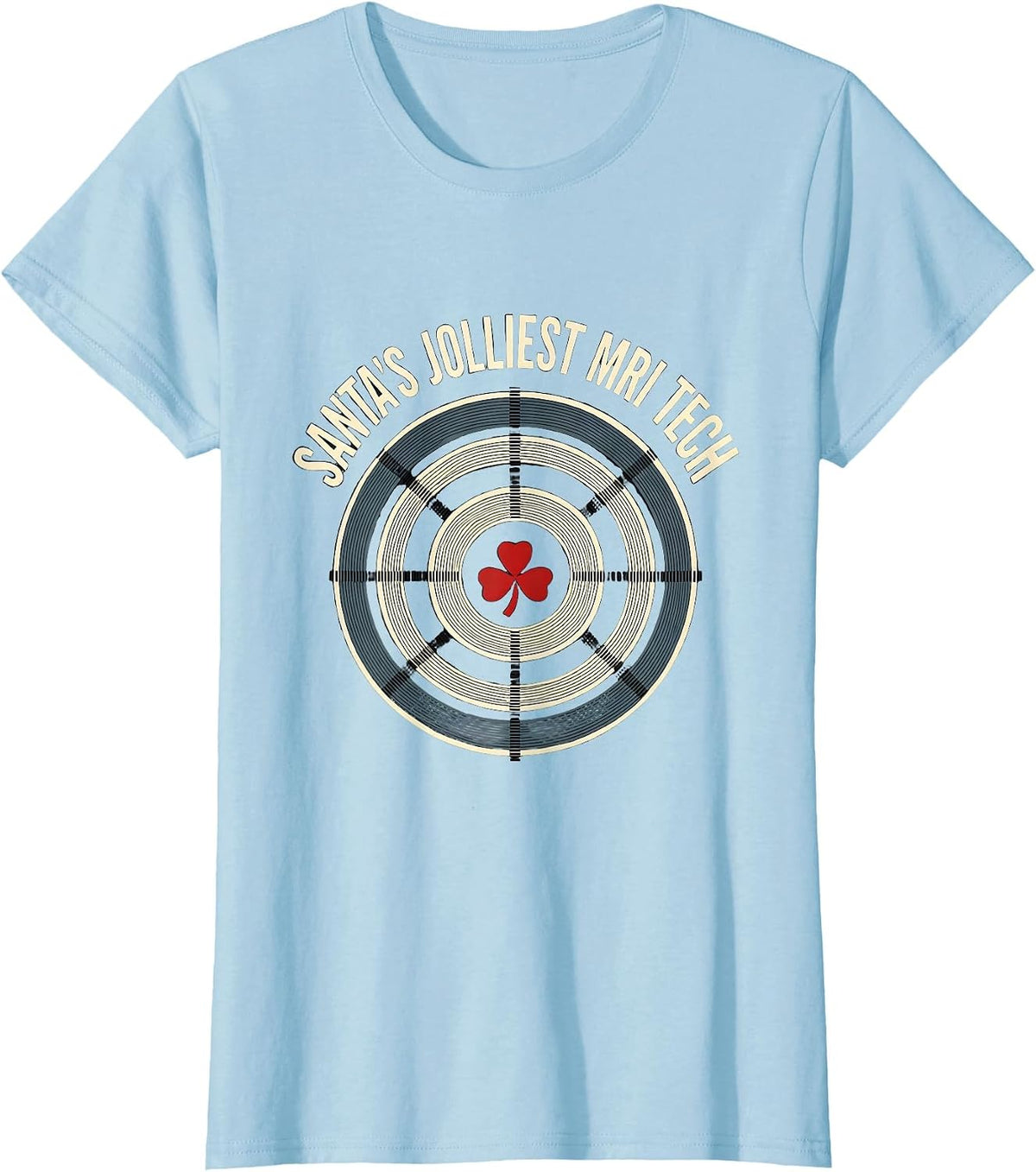 Santa's Jolliest MRI Tech Funny Radiology Tech Christmas T-Shirt - Baby Blue